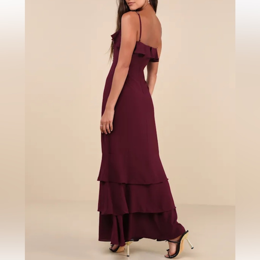 Lively Evenings Plum Purple Sleeveless Tiered Maxi Dress Size Large - Picture 3 of 14